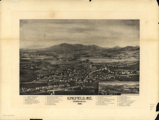 Kingfield, Me., Franklin Co., 1895. (1895) – Historic Bird’s-Eye View Panorama Print