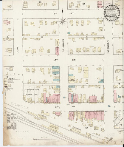 Sanborn Fire Insurance Map from West Liberty, Muscatine County, Iowa (1886), Sheet #0001 - Historic Sanborn Fire Insurance Map Print, vintage old map wall art