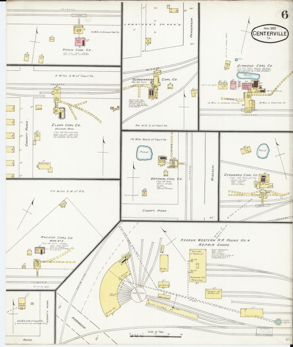 Sanborn Fire Insurance Map from Centerville, Appanoose County, Iowa (1893), Sheet #0006 - Historic Sanborn Fire Insurance Map Print