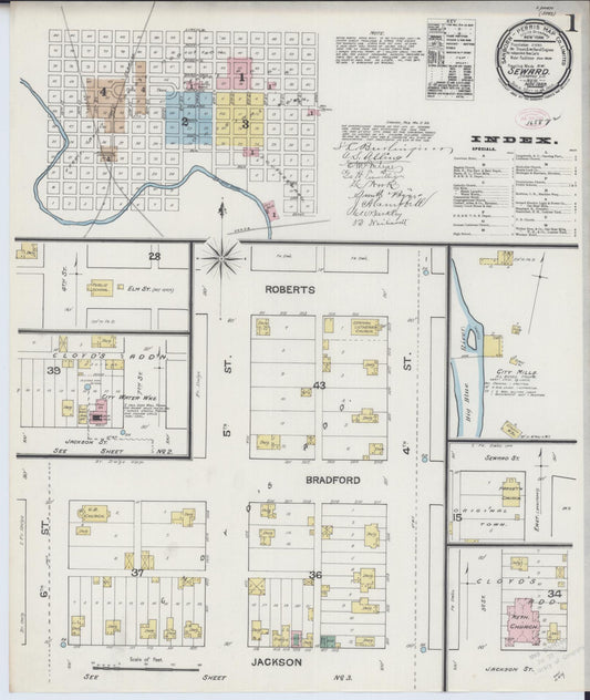 Sanborn Fire Insurance Map from Seward, Seward County, Nebraska (1889), Sheet #0001 - Complete Map Set gallery image, historic Sanborn map, vintage wall art, Nebraska Nebraska