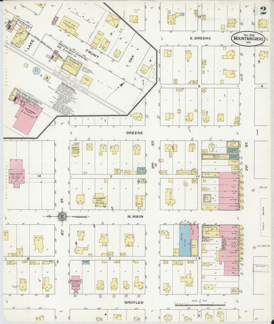 Sanborn Fire Insurance Map from Mountain Grove, Wright County, Missouri (1909), Sheet #0002 - Historic Sanborn Fire Insurance Map Print, vintage old map wall art, antique decor, genealogy gift, Missouri Missouri map
