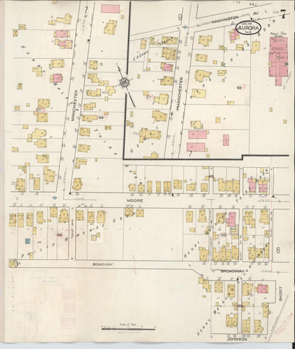 Sanborn Fire Insurance Map from Aurora, Dearborn County, Indiana (1935), Sheet #0007 - Historic Sanborn Fire Insurance Map Print, vintage old map wall art, antique decor, genealogy gift, Indiana Indiana map