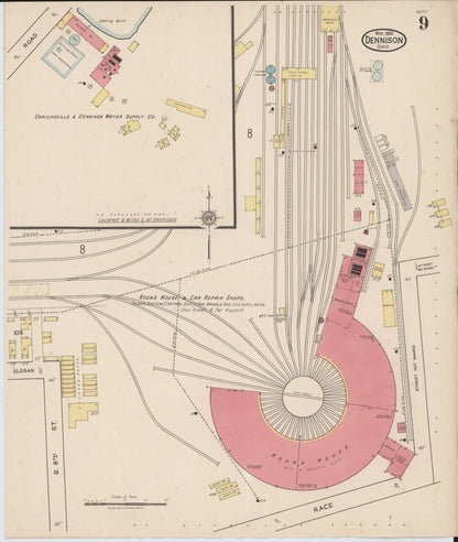 Sanborn Fire Insurance Map from Dennison, Tuscarawas County, Ohio (1921), Sheet #0009 - Historic Sanborn Fire Insurance Map Print, vintage old map wall art, antique decor, genealogy gift, Ohio Ohio map