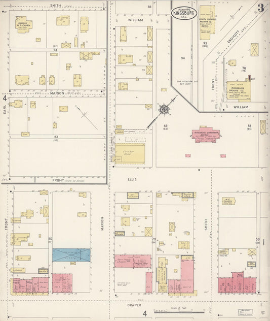 Sanborn Fire Insurance Map from Kingsburg, Fresno County, California (1913), Sheet #0003 - Historic Sanborn Fire Insurance Map Print, vintage old map wall art, antique decor, genealogy gift, California California map