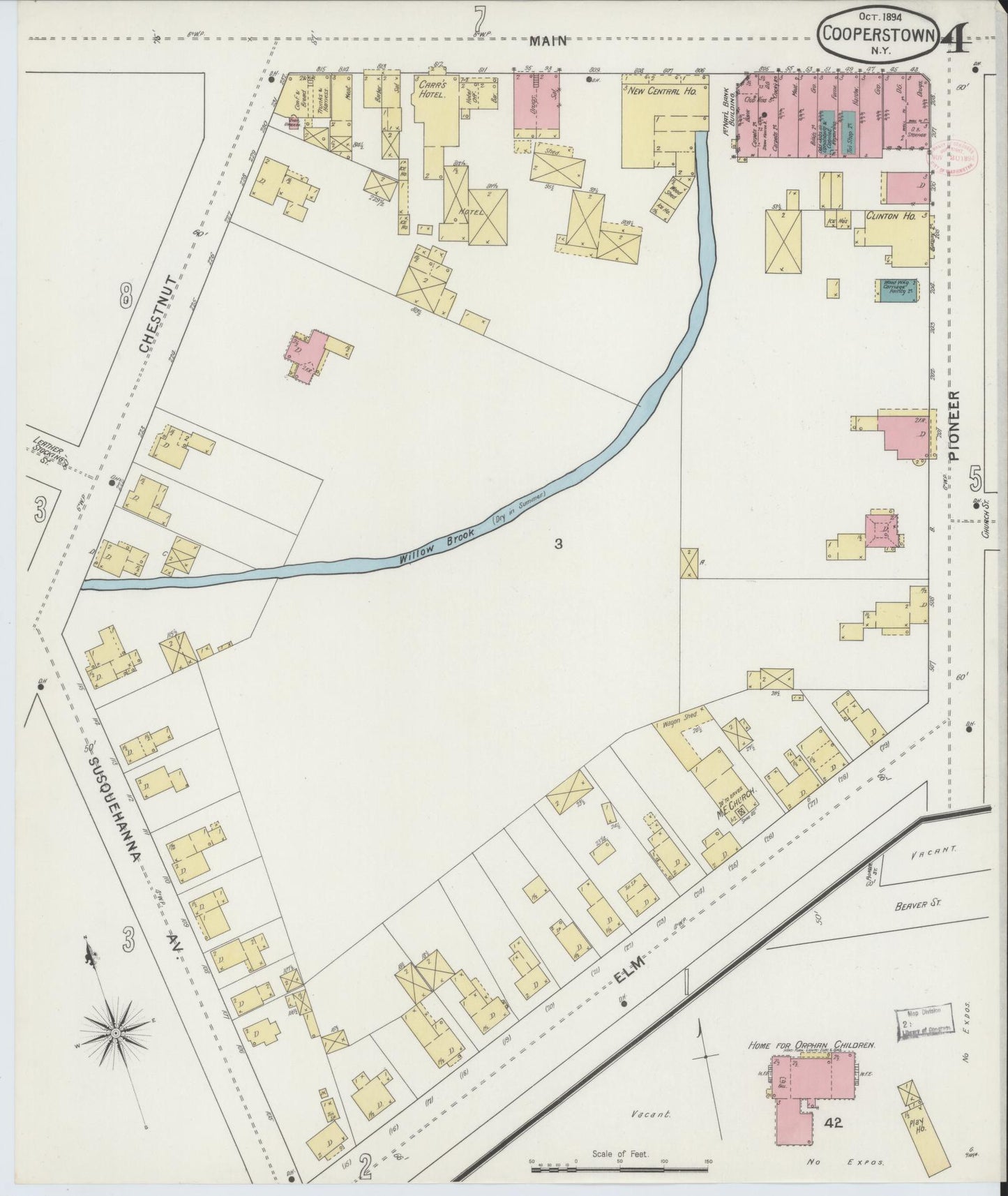 Sanborn Fire Insurance Map from Cooperstown, Otsego County, New York (1894), Sheet #0004 - Complete Map Set gallery image, historic Sanborn map, vintage wall art, New York New York