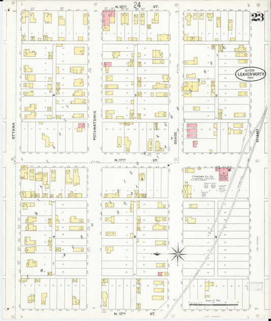 Sanborn Fire Insurance Map from Leavenworth, Leavenworth County, Kansas (1905), Sheet #0024 - Historic Sanborn Fire Insurance Map Print, vintage old map wall art, antique decor, genealogy gift, Kansas Kansas map