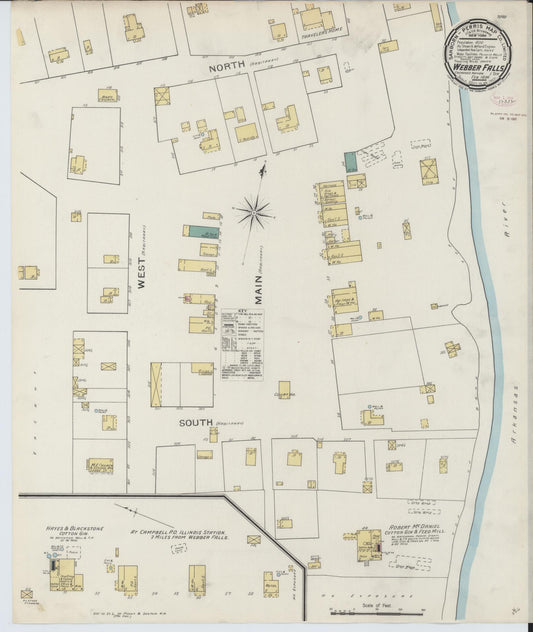 Sanborn Fire Insurance Map from Webbers Falls, Muskogee County, Oklahoma (1894), Sheet #0001 - Historic Sanborn Fire Insurance Map Print, vintage old map wall art, antique decor, genealogy gift, Oklahoma Oklahoma map