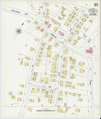 Sanborn Fire Insurance Map from Derby, New Haven County, Connecticut (1906), Sheet #0016 - Complete Map Set gallery image, historic Sanborn map, vintage wall art, Connecticut Connecticut