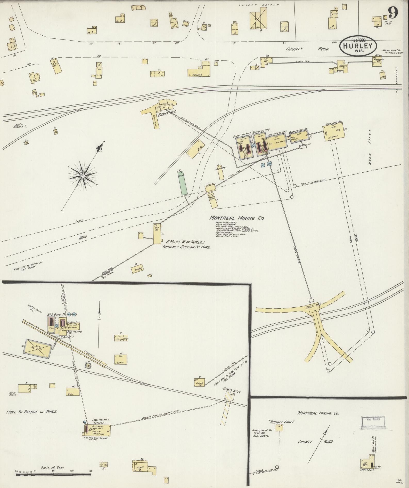 Sanborn Fire Insurance Map from Hurley, Iron County, Wisconsin (1898), Sheet #0009 - Historic Sanborn Fire Insurance Map Print, vintage old map wall art, antique decor, genealogy gift, Wisconsin Wisconsin map