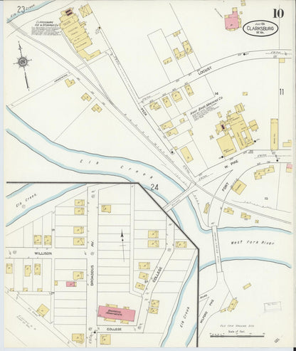 Sanborn Fire Insurance Map from Clarksburg, Harrison County, West Virginia (1911), Sheet #0010 - Complete Map Set gallery image, historic Sanborn map, vintage wall art, West Virginia West Virginia