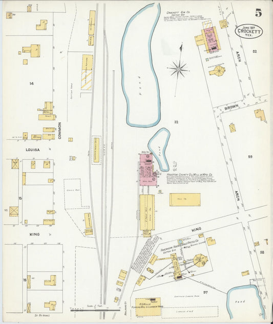 Sanborn Fire Insurance Map from Crockett, Houston County, Texas (1907), Sheet #0005 - Historic Sanborn Fire Insurance Map Print, vintage old map wall art, antique decor, genealogy gift, Texas Texas map
