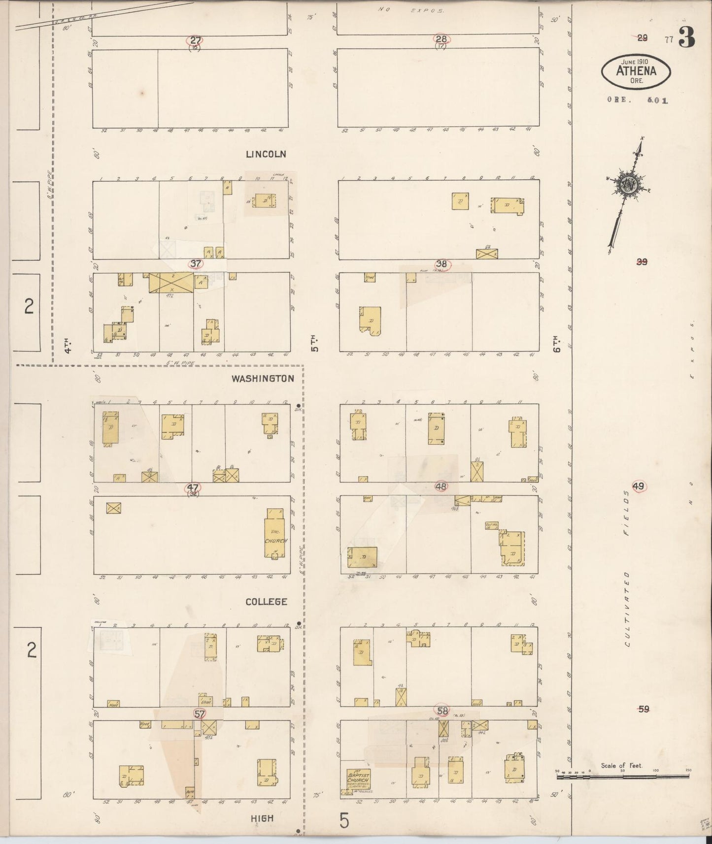 Sanborn Fire Insurance Map from Athena, Umatilla County, Oregon (1932), Sheet #0003 - Complete Map Set gallery image, historic Sanborn map, vintage wall art, Oregon Oregon