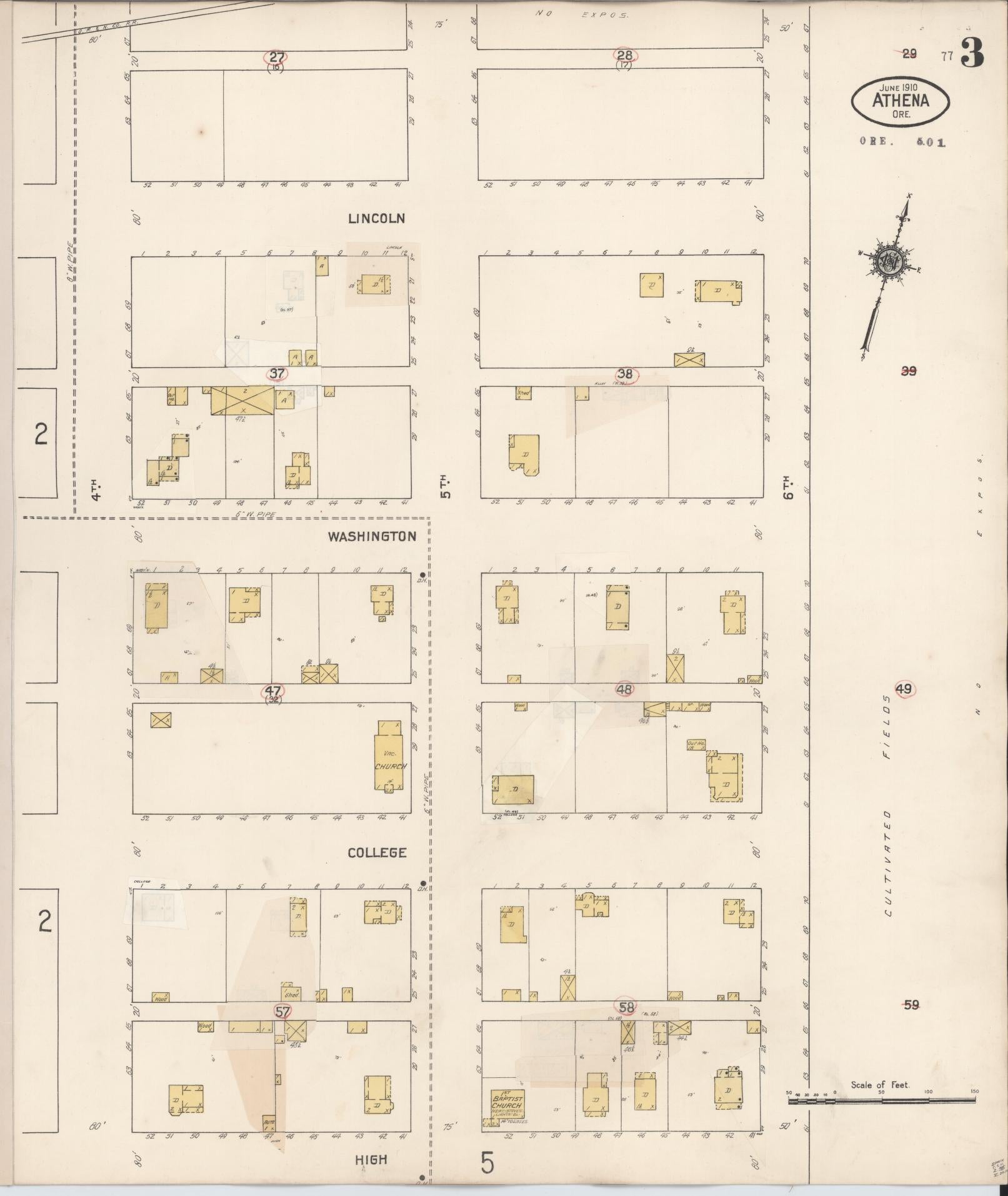 Sanborn Fire Insurance Map from Athena, Umatilla County, Oregon (1932), Sheet #0003 - Complete Map Set gallery image, historic Sanborn map, vintage wall art, Oregon Oregon