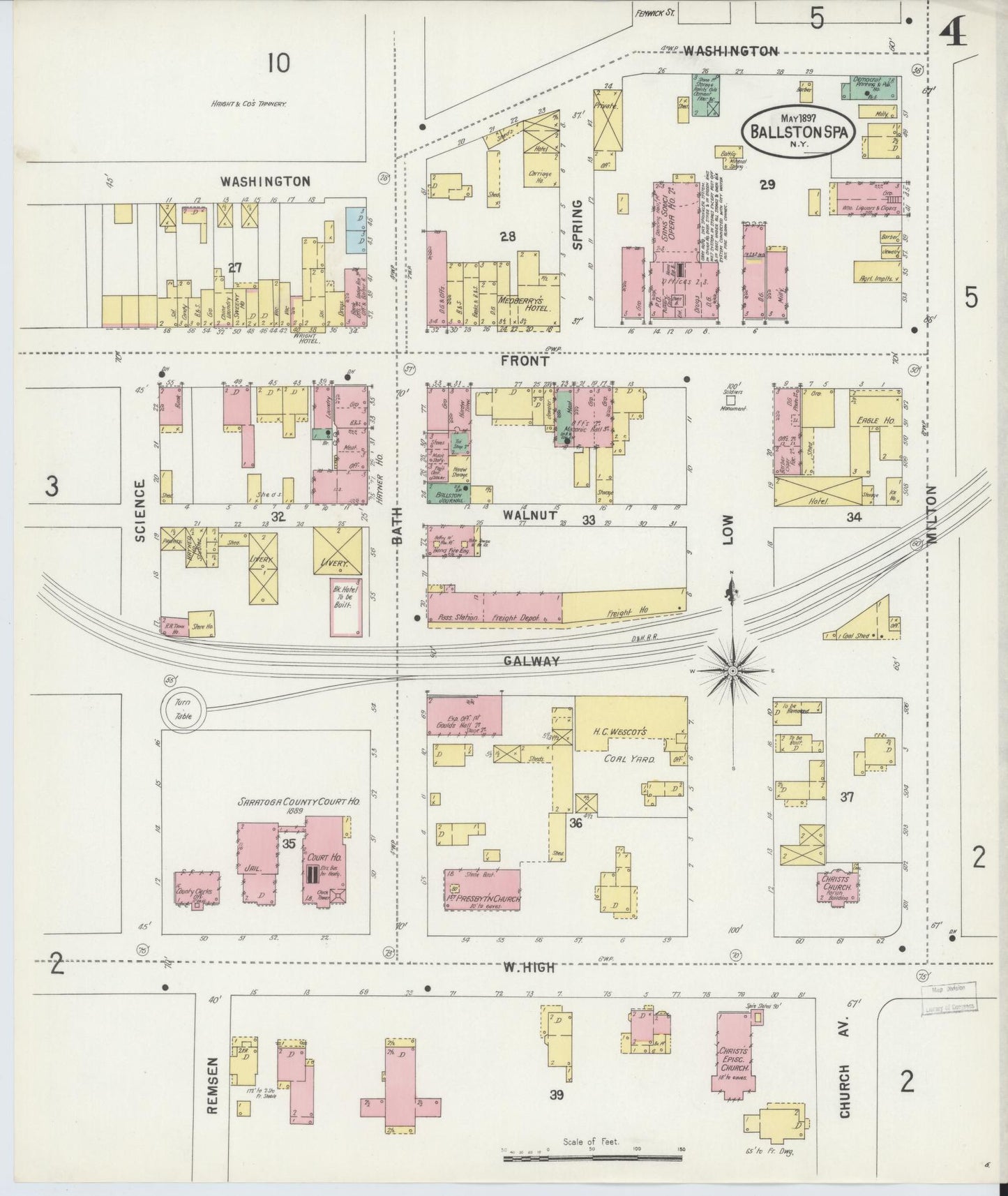 Sanborn Fire Insurance Map from Ballston Spa, Saratoga County, New York (1897), Sheet #0004 - Complete Map Set gallery image, historic Sanborn map, vintage wall art, New York New York