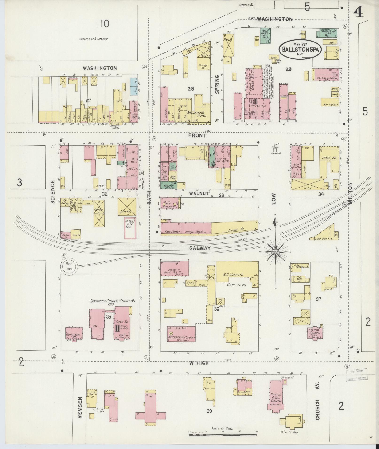 Sanborn Fire Insurance Map from Ballston Spa, Saratoga County, New York (1897), Sheet #0004 - Complete Map Set gallery image, historic Sanborn map, vintage wall art, New York New York