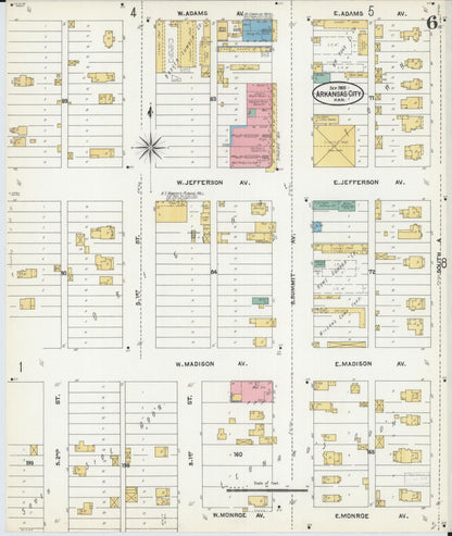 Sanborn Fire Insurance Map from Arkansas City, Cowley County, Kansas (1905), Sheet #0006 - Complete Map Set gallery image, historic Sanborn map, vintage wall art, Kansas Kansas