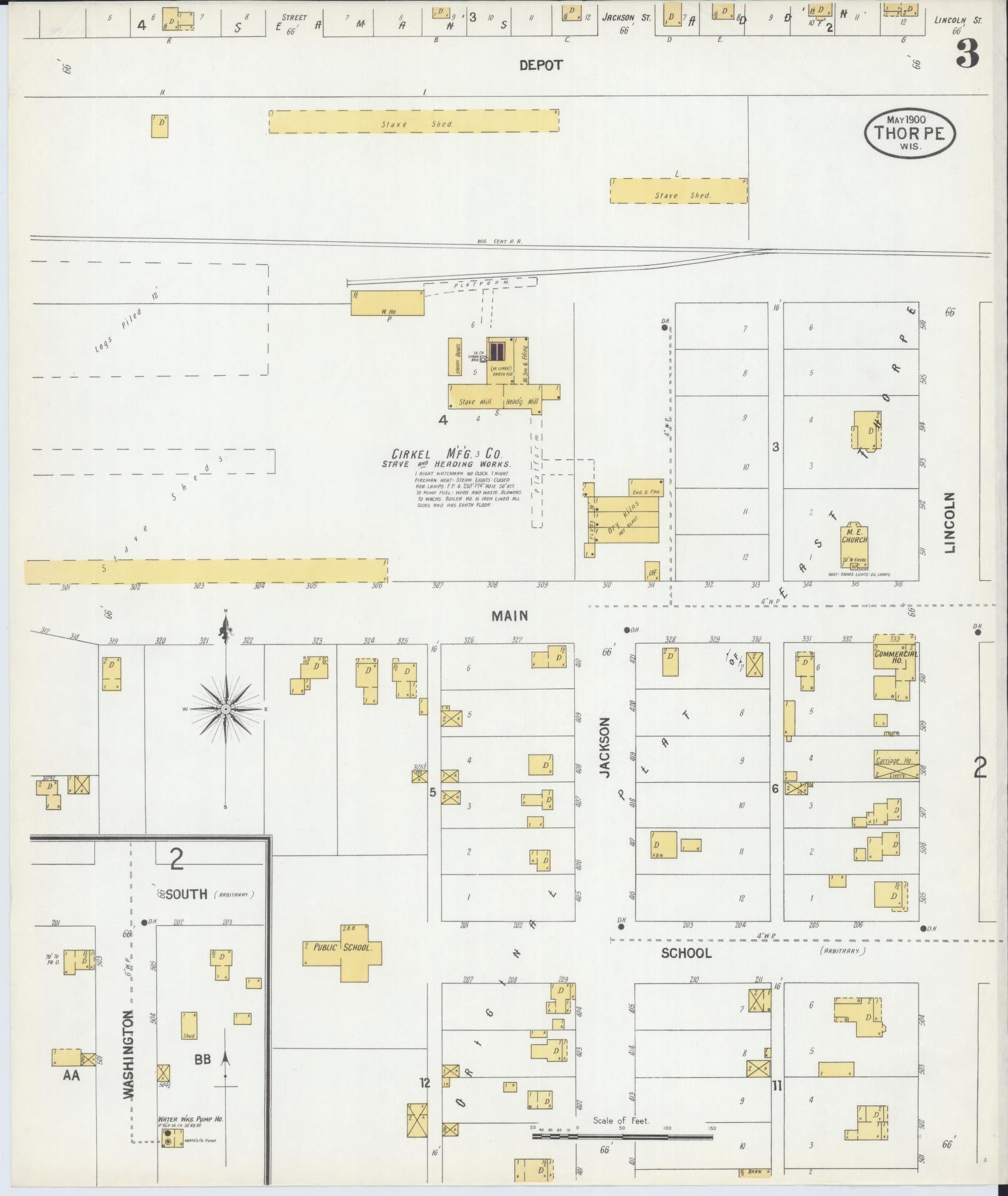 Sanborn Fire Insurance Map from Thorpe, Clark County, Wisconsin (1900), Sheet #0003 - Complete Map Set gallery image, historic Sanborn map, vintage wall art, Wisconsin Wisconsin