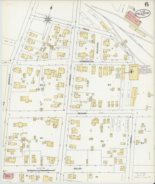 Sanborn Fire Insurance Map from Palestine, Anderson County, Texas (1900), Sheet #0006 - Historic Sanborn Fire Insurance Map Print, vintage old map wall art, antique decor, genealogy gift, Texas Texas map