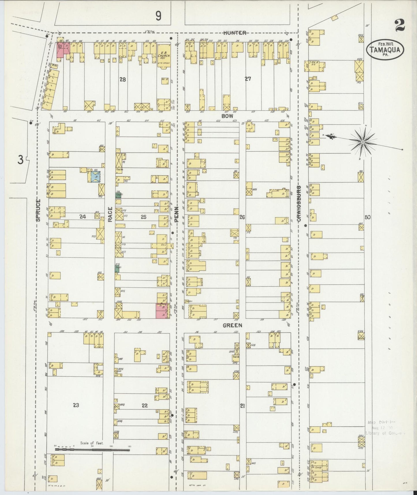 Sanborn Fire Insurance Map from Tamaqua, Schuylkill County, Pennsylvania (1902), Sheet #0002 - Complete Map Set gallery image, historic Sanborn map, vintage wall art, Pennsylvania Pennsylvania