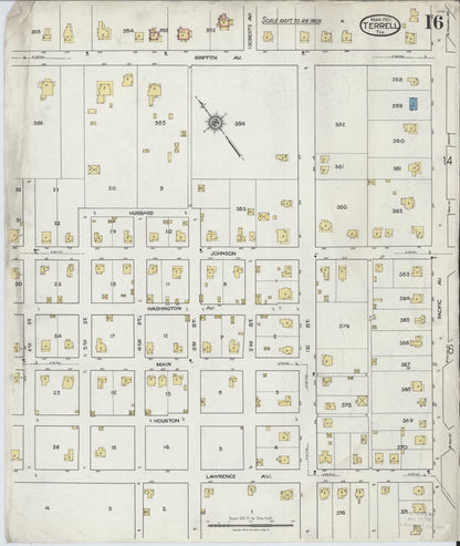 Sanborn Fire Insurance Map from Terrell, Kaufman County, Texas (1921), Sheet #0016 - Complete Map Set gallery image, historic Sanborn map, vintage wall art, Texas Texas