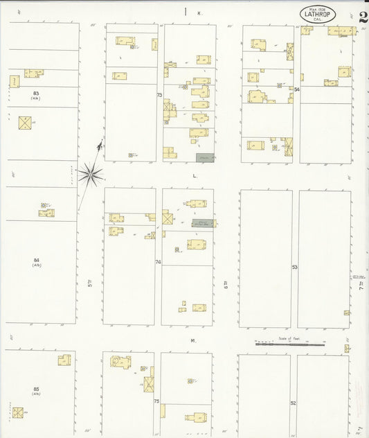 Sanborn Fire Insurance Map from Lathrop, San Joaquin County, California (1908), Sheet #0002 - Historic Sanborn Fire Insurance Map Print, vintage old map wall art, antique decor, genealogy gift, California California map