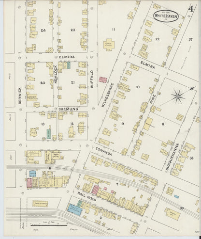 Sanborn Fire Insurance Map from White Haven, Luzerne County, Pennsylvania (1891), Sheet #0004 - Historic Sanborn Fire Insurance Map Print, vintage old map wall art, antique decor, genealogy gift, Pennsylvania Pennsylvania map