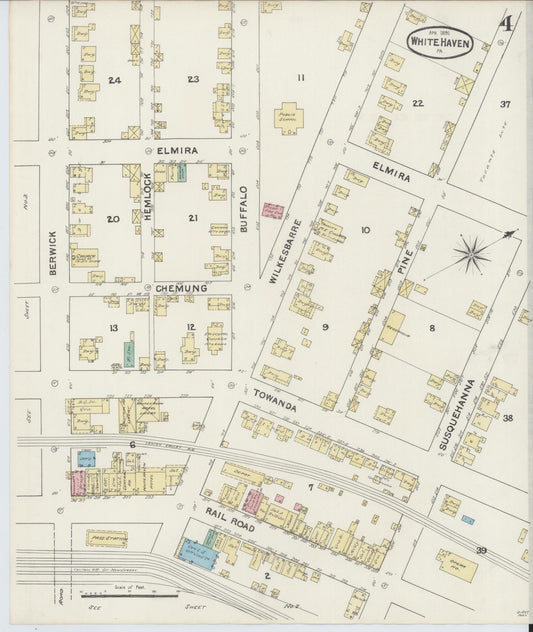 Sanborn Fire Insurance Map from White Haven, Luzerne County, Pennsylvania (1891), Sheet #0004 - Historic Sanborn Fire Insurance Map Print, vintage old map wall art, antique decor, genealogy gift, Pennsylvania Pennsylvania map