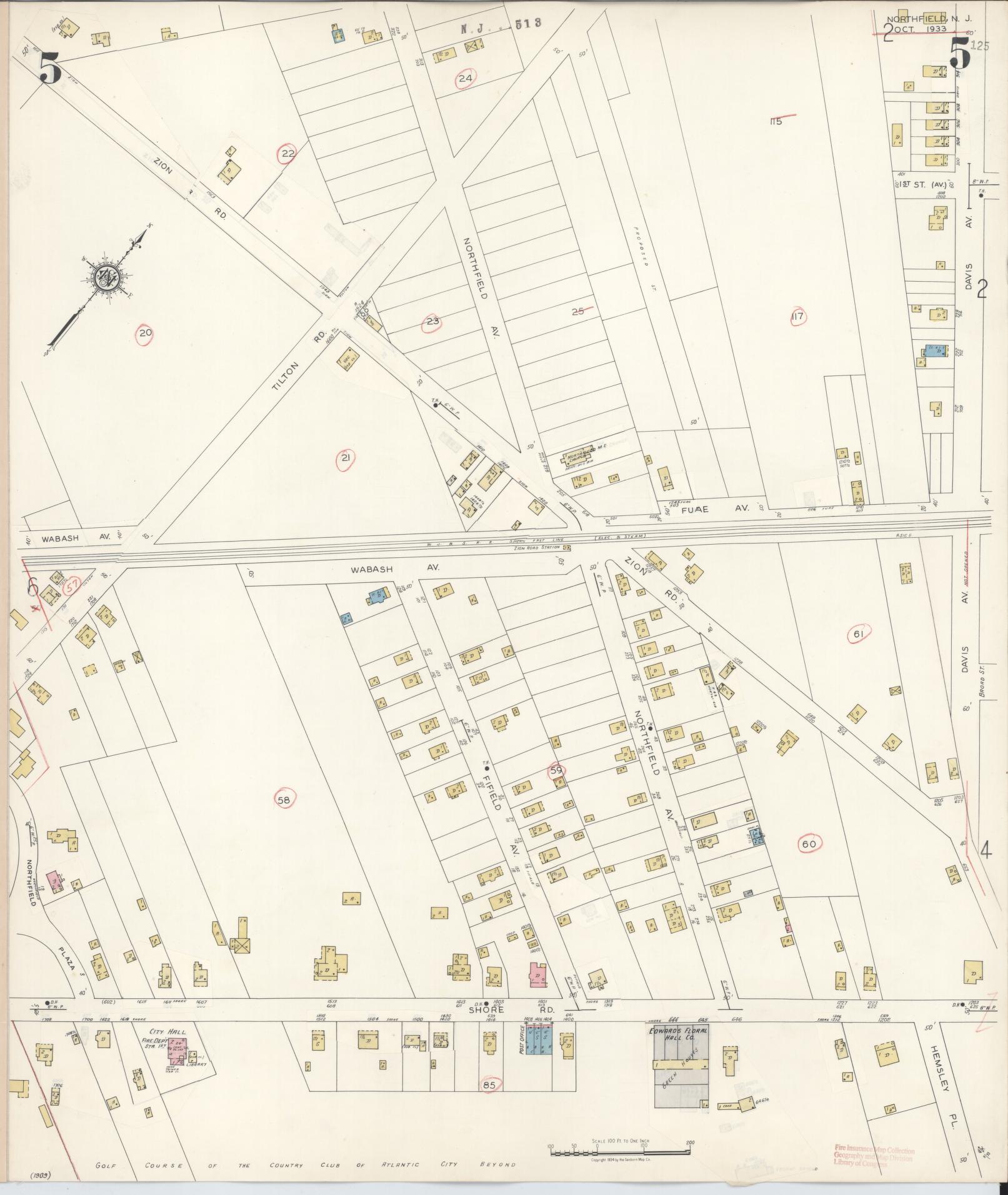 Sanborn Fire Insurance Map from Northfield, Atlantic County, New Jersey (1942), Sheet #0005 - Complete Map Set gallery image, historic Sanborn map, vintage wall art, New Jersey New Jersey