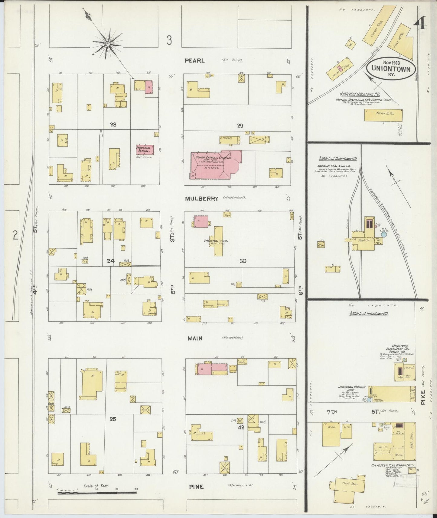 Sanborn Fire Insurance Map from Uniontown, Union County, Kentucky (1903), Sheet #0004 - Complete Map Set gallery image, historic Sanborn map, vintage wall art, Kentucky Kentucky