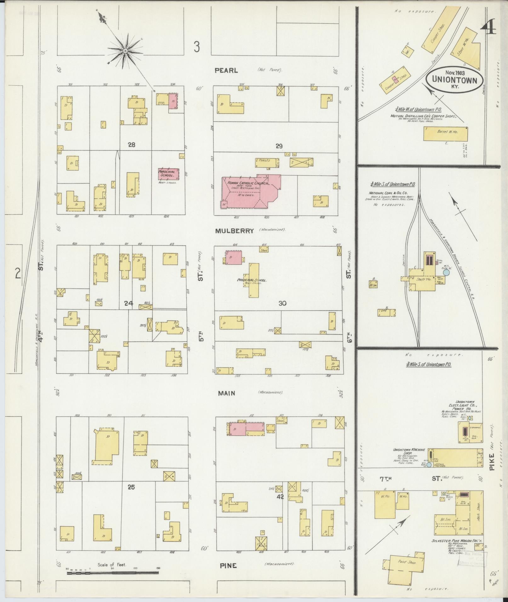 Sanborn Fire Insurance Map from Uniontown, Union County, Kentucky (1903), Sheet #0004 - Complete Map Set gallery image, historic Sanborn map, vintage wall art, Kentucky Kentucky