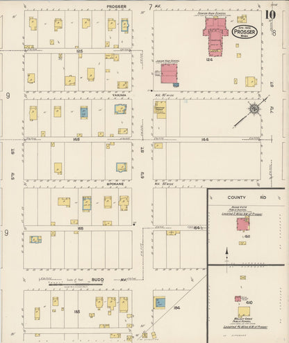 Sanborn Fire Insurance Map from Prosser, Benton County, Washington (1922), Sheet #0010 - Complete Map Set gallery image, historic Sanborn map, vintage wall art, Washington Washington