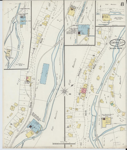 Sanborn Fire Insurance Map from Central City, Gilpin County, Colorado (1895), Sheet #0008 - Complete Map Set gallery image, historic Sanborn map, vintage wall art, Colorado Colorado