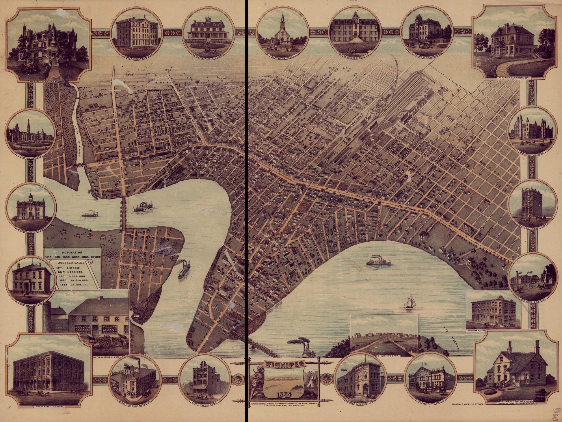 Winnipeg (1884) – Historic Bird’s-Eye View Panorama Print