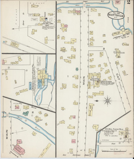 Sanborn Fire Insurance Map from Scottsville, Monroe County, New York (1885), Sheet #0002 - Historic Sanborn Fire Insurance Map Print, vintage old map wall art, antique decor, genealogy gift, New York New York map