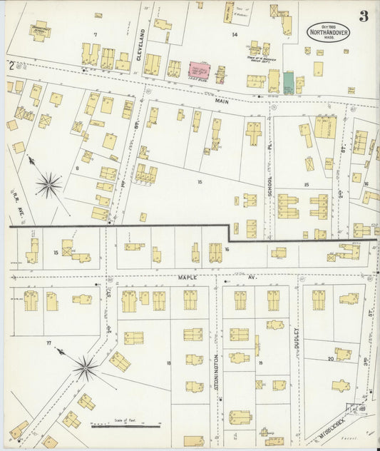 Sanborn Fire Insurance Map from North Andover, Essex County, Massachusetts (1903), Sheet #0003 - Historic Sanborn Fire Insurance Map Print, vintage old map wall art, antique decor, genealogy gift, Massachusetts Massachusetts map