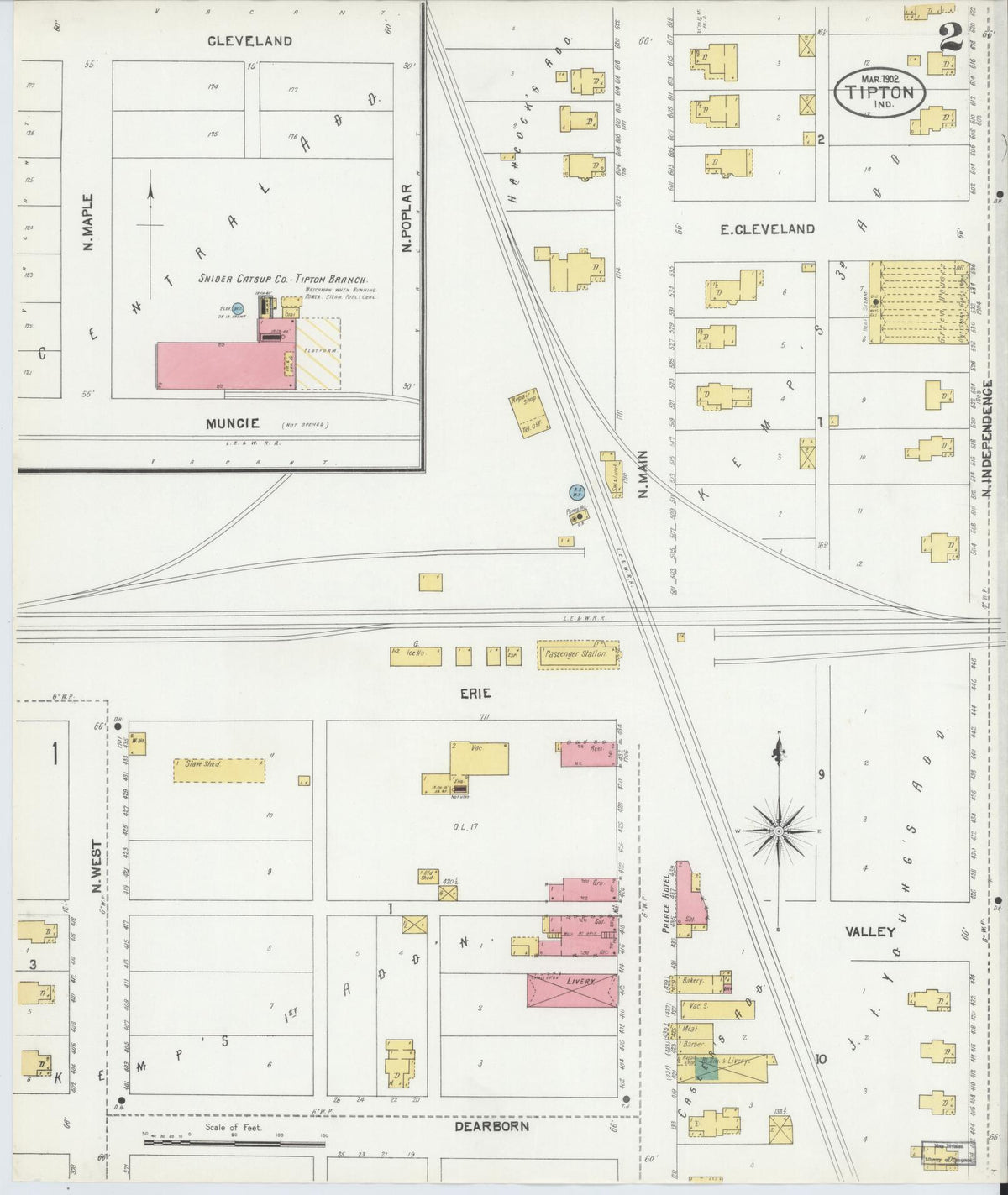 Sanborn Fire Insurance Map from Tipton, Tipton County, Indiana (1902), Sheet #0002 - Historic Sanborn Fire Insurance Map Print, vintage old map wall art, antique decor, genealogy gift, Indiana Indiana map