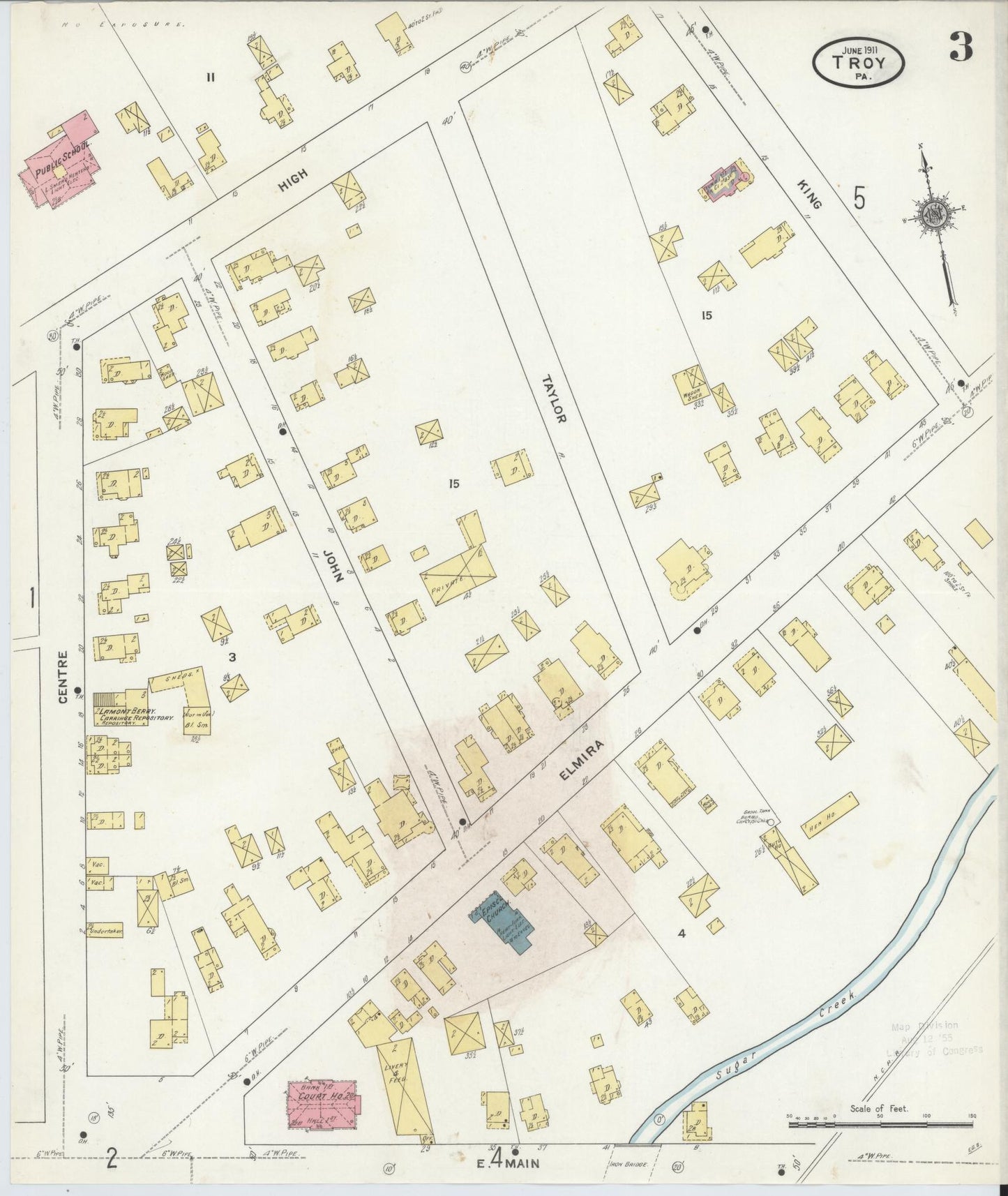 Sanborn Fire Insurance Map from Troy, Bradford County, Pennsylvania (1911), Sheet #0003 - Complete Map Set gallery image, historic Sanborn map, vintage wall art, Pennsylvania Pennsylvania