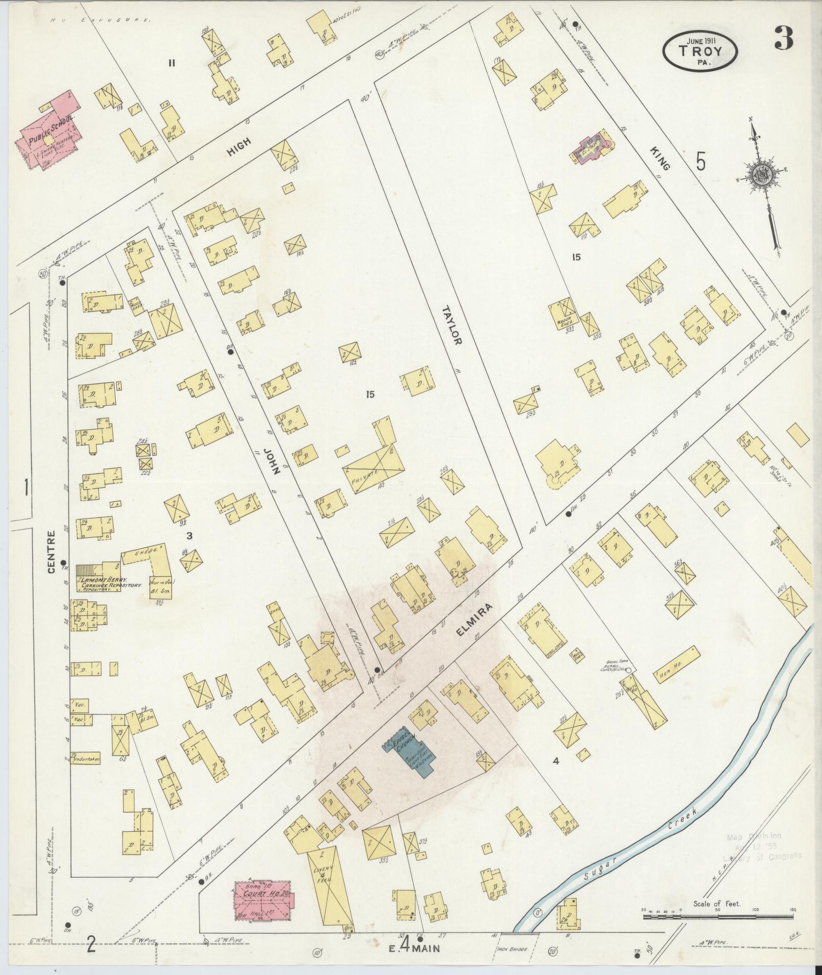 Sanborn Fire Insurance Map from Troy, Bradford County, Pennsylvania (1911), Sheet #0003 - Complete Map Set gallery image, historic Sanborn map, vintage wall art, Pennsylvania Pennsylvania