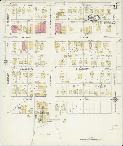 Sanborn Fire Insurance Map from Webb City, Jasper County, Missouri (1915), Sheet #0021 - Historic Sanborn Fire Insurance Map Print, vintage old map wall art, antique decor, genealogy gift, Missouri Missouri map