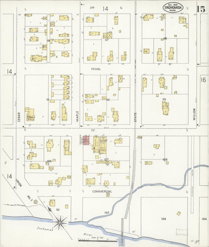 Sanborn Fire Insurance Map from Snohomish, Snohomish County, Washington (1908), Sheet #0015 - Complete Map Set gallery image, historic Sanborn map, vintage wall art, Washington Washington