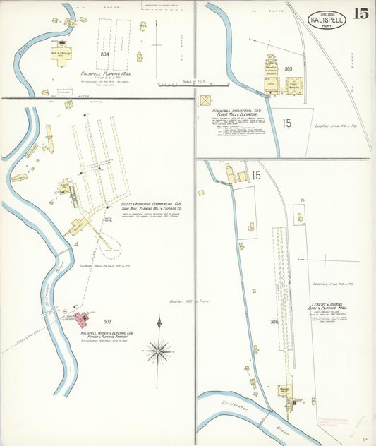 Sanborn Fire Insurance Map from Kalispell, Flathead County, Montana (1899), Sheet #0015 - Historic Sanborn Fire Insurance Map Print, vintage old map wall art, antique decor, genealogy gift, Montana Montana map