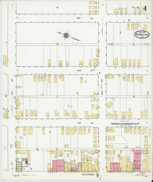 Sanborn Fire Insurance Map from Bogalusa, Washington Parish, Louisiana (1919), Sheet #0004 - Historic Sanborn Fire Insurance Map Print, vintage old map wall art, antique decor, genealogy gift, Louisiana Louisiana map