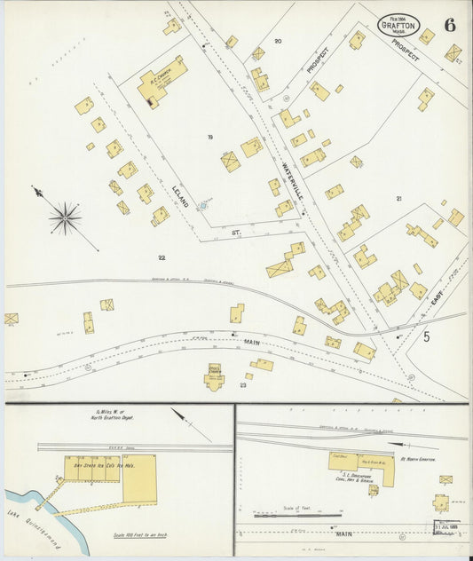 Sanborn Fire Insurance Map from Grafton, Worcester County, Massachusetts (1904), Sheet #0006 - Historic Sanborn Fire Insurance Map Print, vintage old map wall art, antique decor, genealogy gift, Massachusetts Massachusetts map