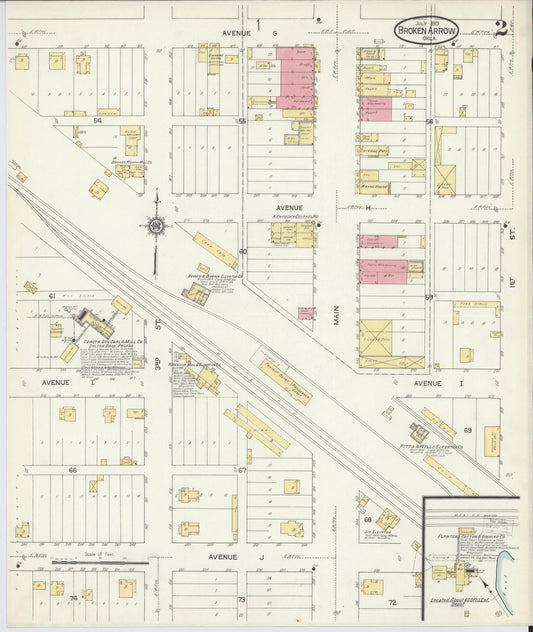 Sanborn Fire Insurance Map from Broken Arrow, Tulsa County, Oklahoma (1913), Sheet #0002 - Historic Sanborn Fire Insurance Map Print, vintage old map wall art, antique decor, genealogy gift, Oklahoma Oklahoma map