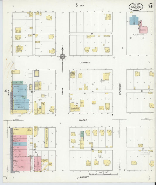 Sanborn Fire Insurance Map from Altus, Jackson County, Oklahoma (1910), Sheet #0005 - Historic Sanborn Fire Insurance Map Print, vintage old map wall art, antique decor, genealogy gift, Oklahoma Oklahoma map