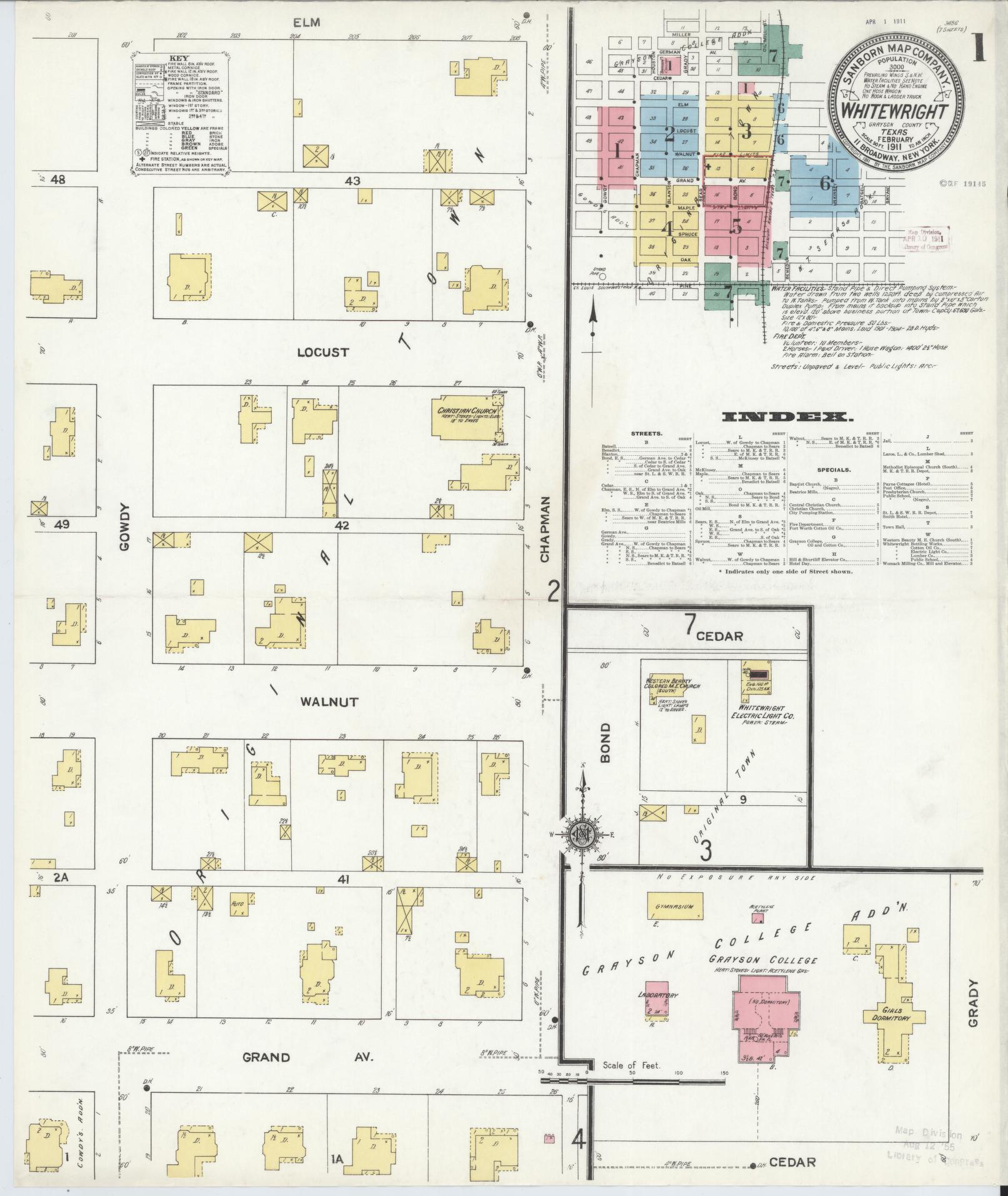 Sanborn Fire Insurance Map from Whitewright, Grayson County, Texas. (1911) – Historic Sanborn Fire Insurance Map Print