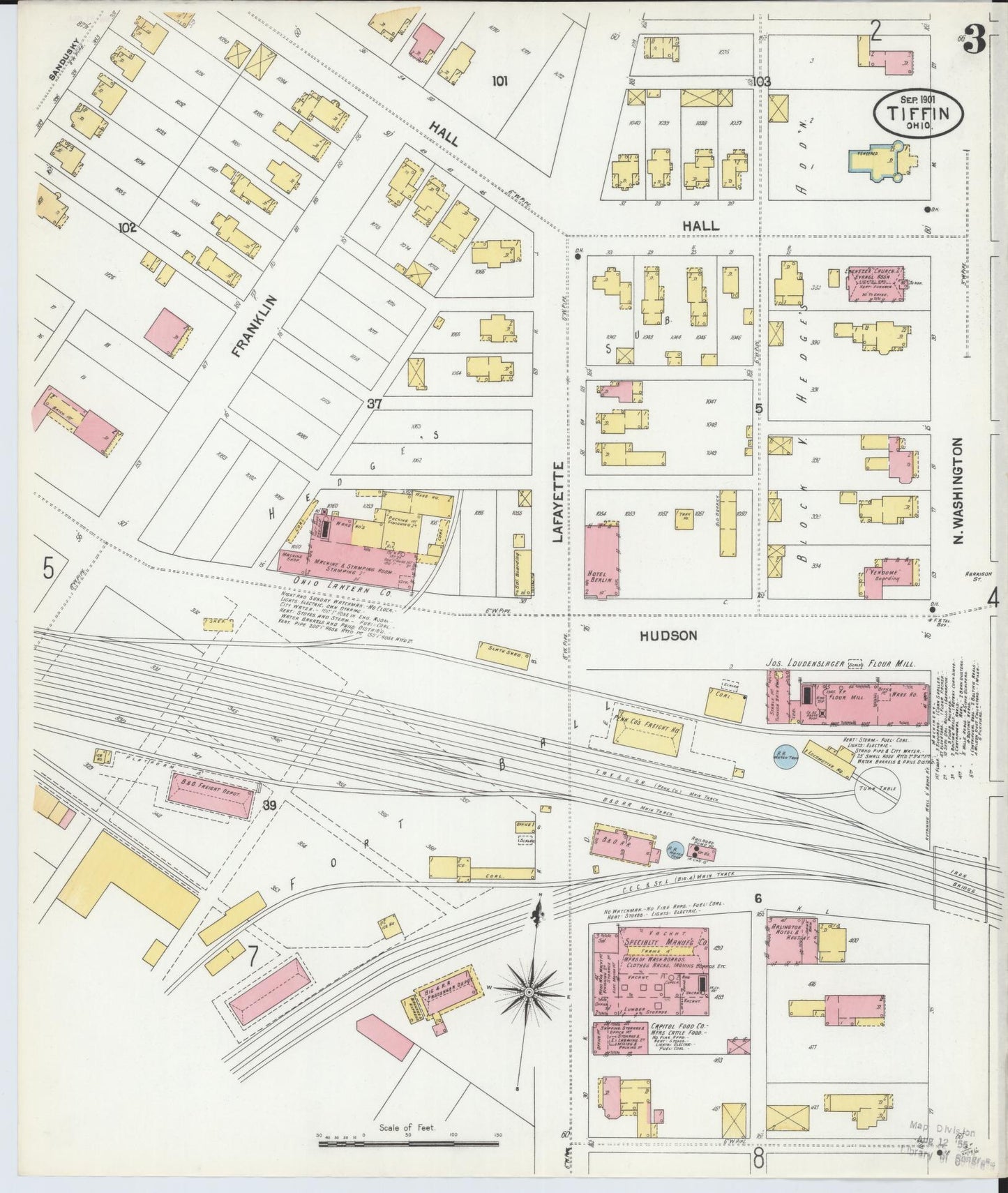 Sanborn Fire Insurance Map from Tiffin, Seneca County, Ohio (1901), Sheet #0003 - Complete Map Set gallery image, historic Sanborn map, vintage wall art, Ohio Ohio