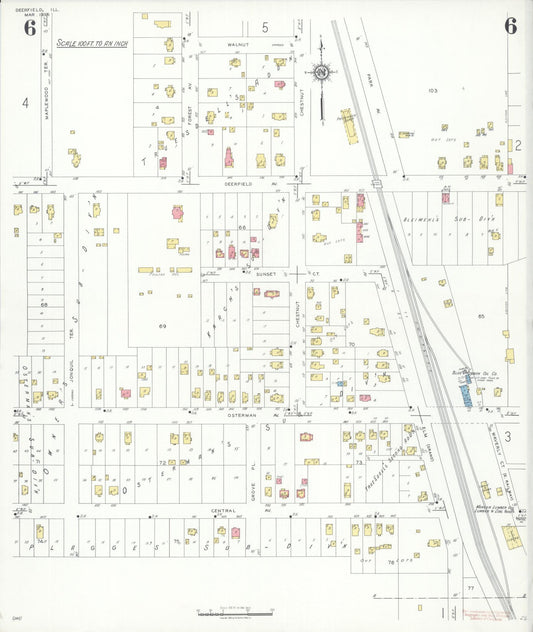Sanborn Fire Insurance Map from Deerfield, Lake County, Illinois (1935), Sheet #0006 - Historic Sanborn Fire Insurance Map Print, vintage old map wall art, antique decor, genealogy gift, Illinois Illinois map