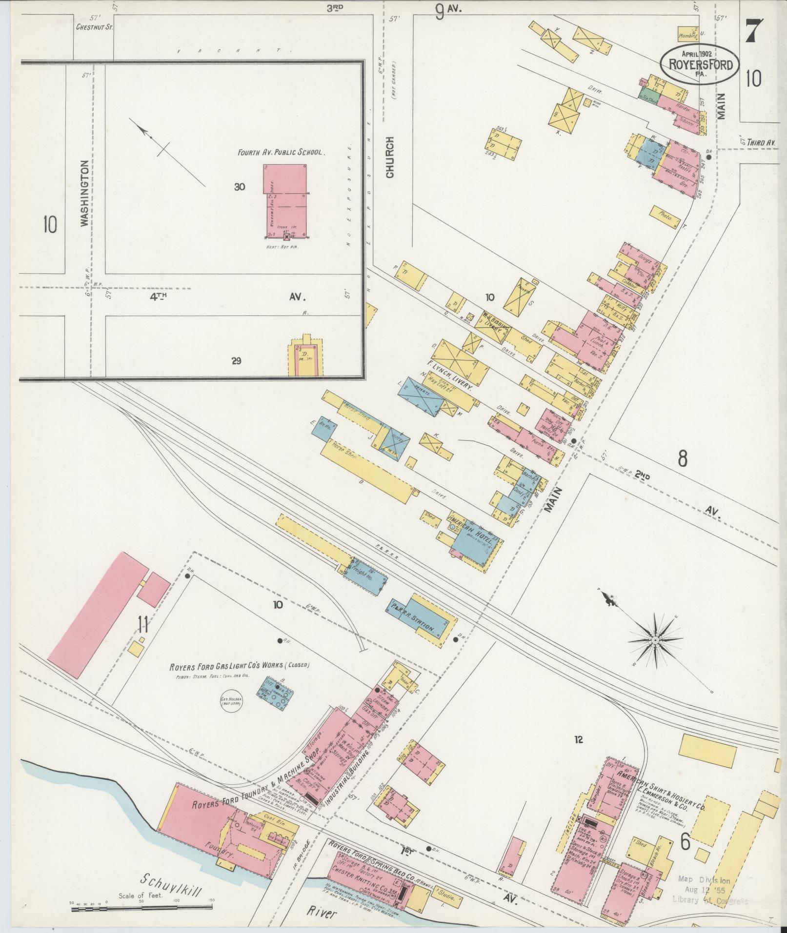 Sanborn Fire Insurance Map from Royersford, Montgomery County, Pennsylvania (1902), Sheet #0007 - Complete Map Set gallery image, historic Sanborn map, vintage wall art, Pennsylvania Pennsylvania
