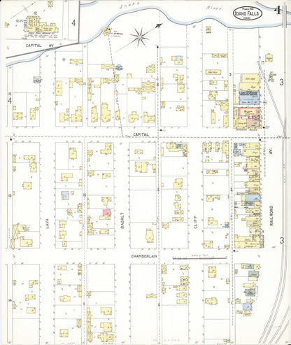Sanborn Fire Insurance Map from Idaho Falls, Bonneville County, Idaho (1903), Sheet #0004 - Complete Map Set gallery image, historic Sanborn map, vintage wall art, Idaho Idaho